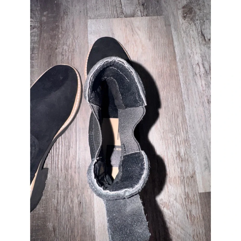 Dolce Vita Black Suede Chelsea‎ Lug Sole Platform Block Heel Boots Size 7.5